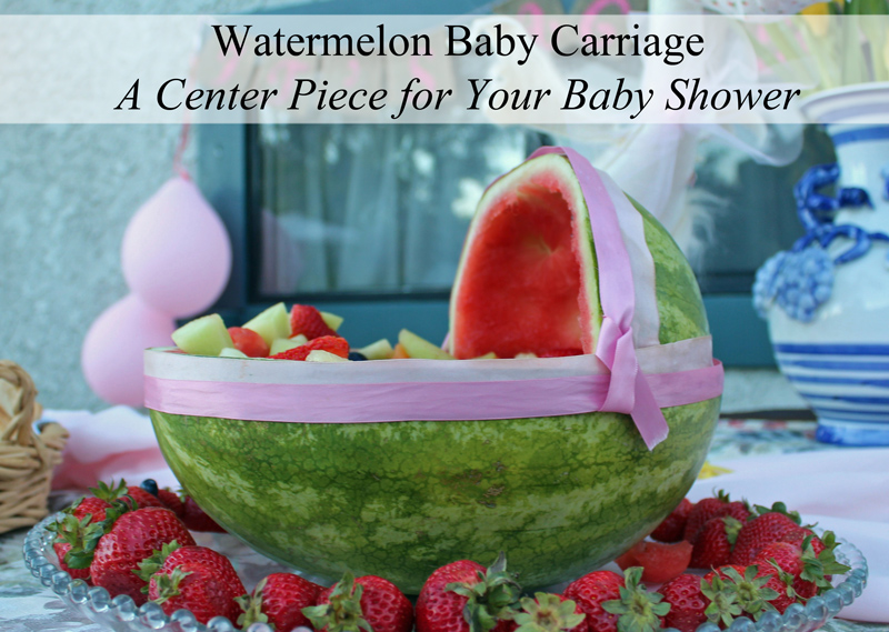 how to make a watermelon baby carriage with baby inside