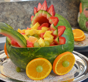 how to make a watermelon baby carriage with baby inside