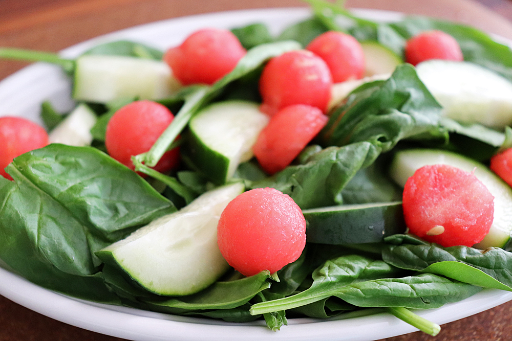 Spinach watermelon and cucumber