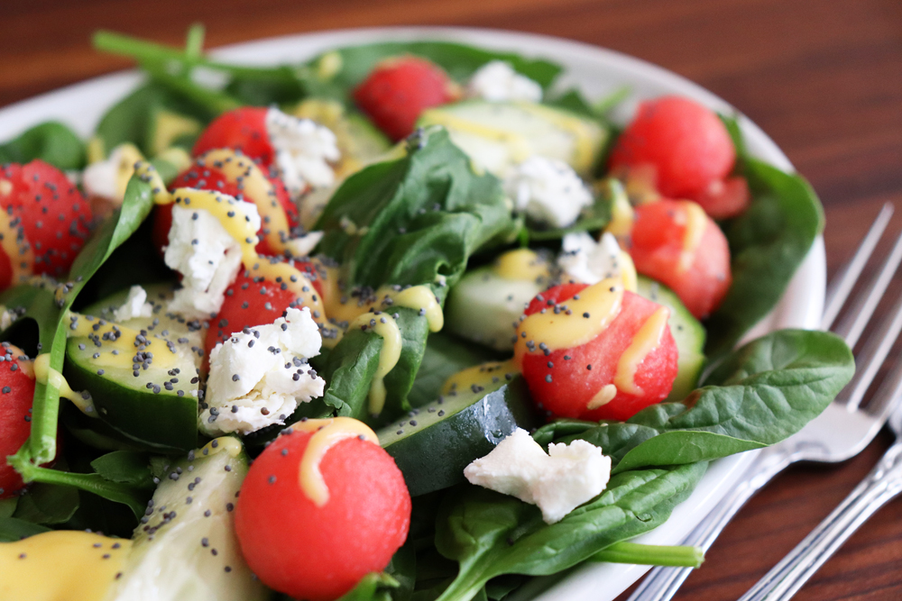 Watermelon and Goat Cheese Salad Recipe hero shot