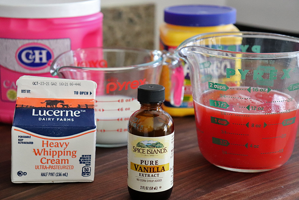 Ingredients for Watermelon Chocolate Chip Ice Cream