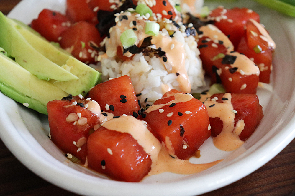 Plated Easy Vegan Watermelon Poke Bowl