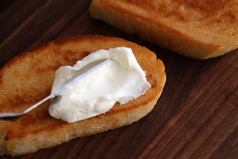 Spread whipped cream cheese