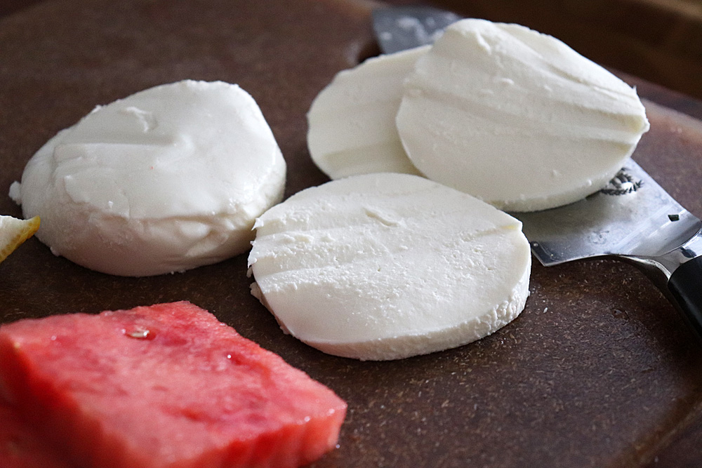 Fresh mozzarella slices