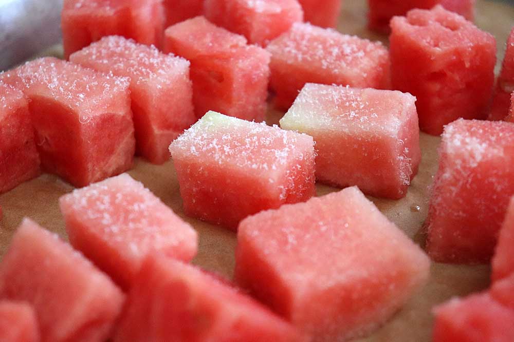 Freeze the watermelon in cubes