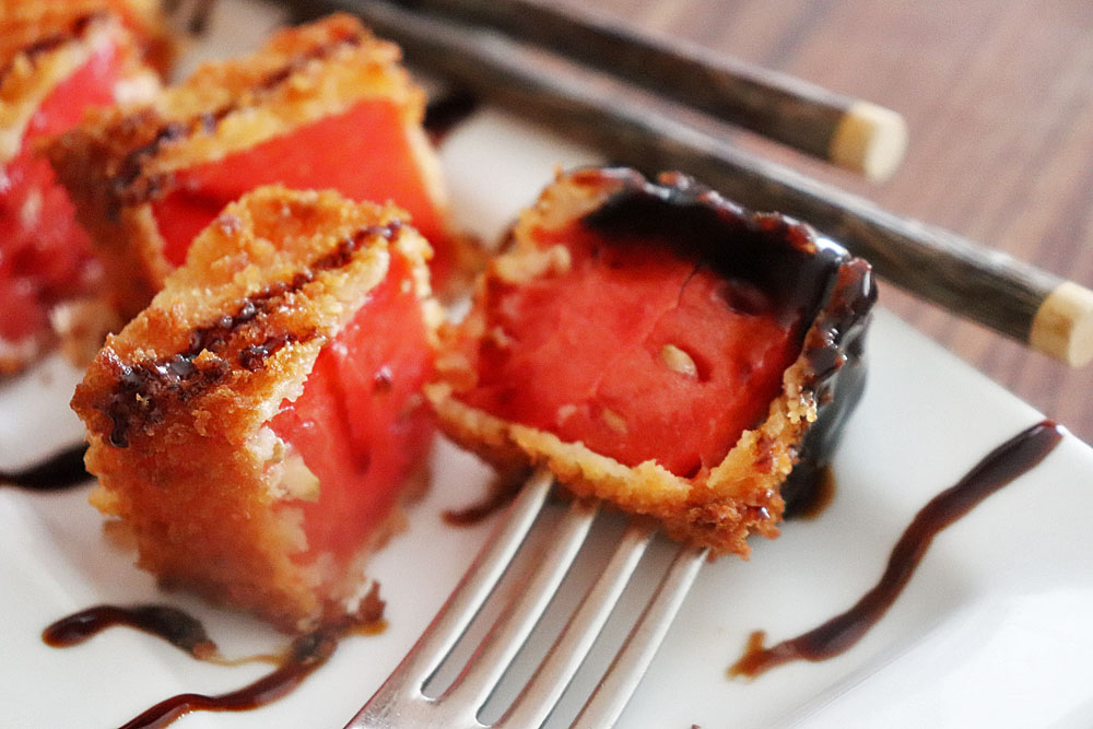 Pan Fried Watermelon Bites Recipe Hero